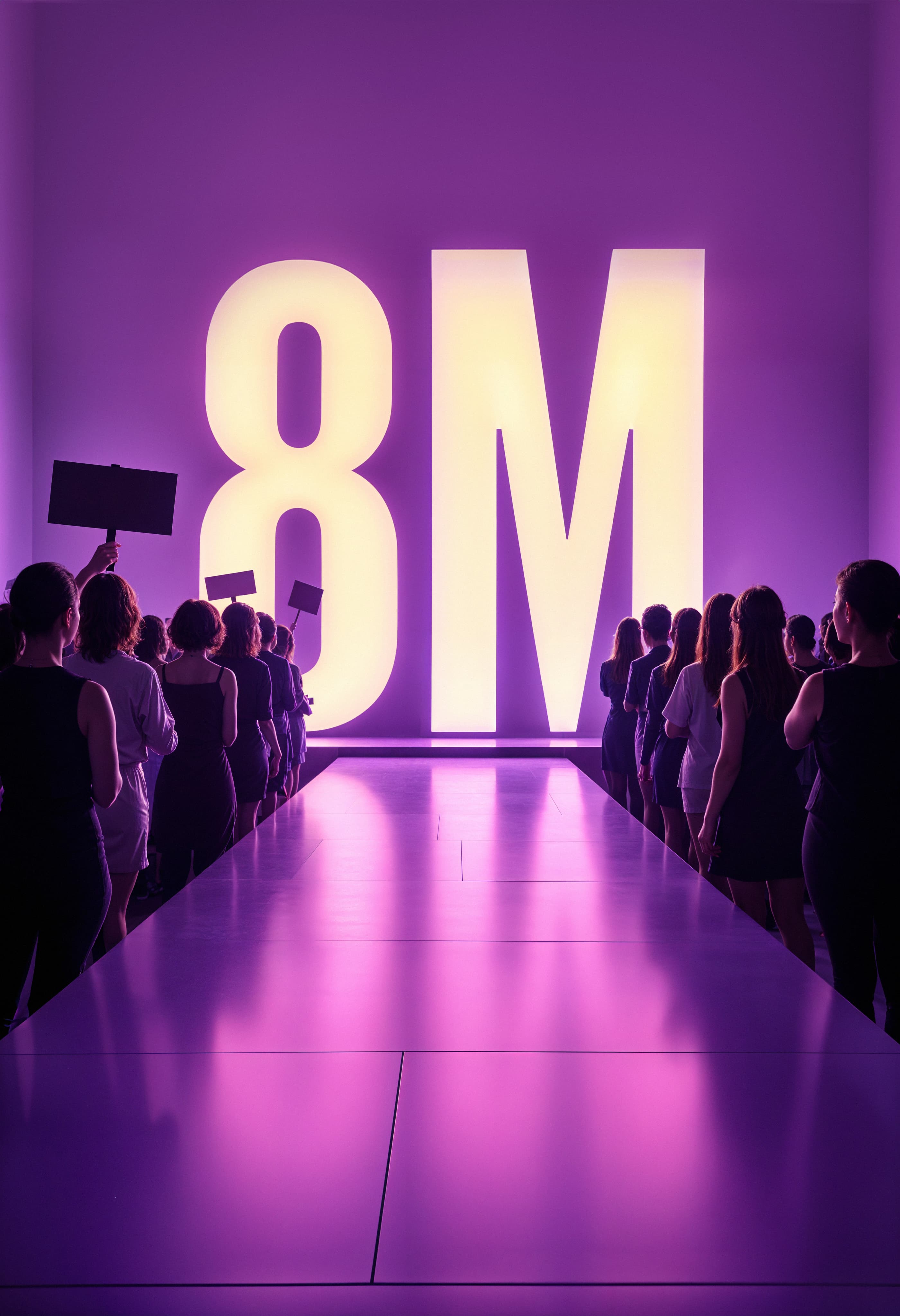 Guests lining a runway lit with a large illuminated number display